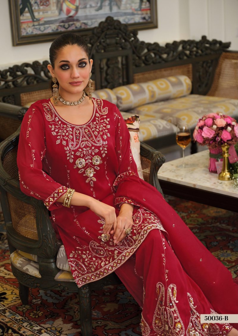D 50036 A and B By Zaveri Simar Silk Readymade Suits